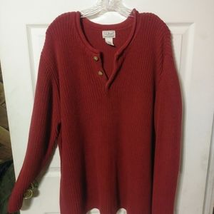 Mens LL Bean XXL REG RED SWEATER WITH 2 Buttons 0